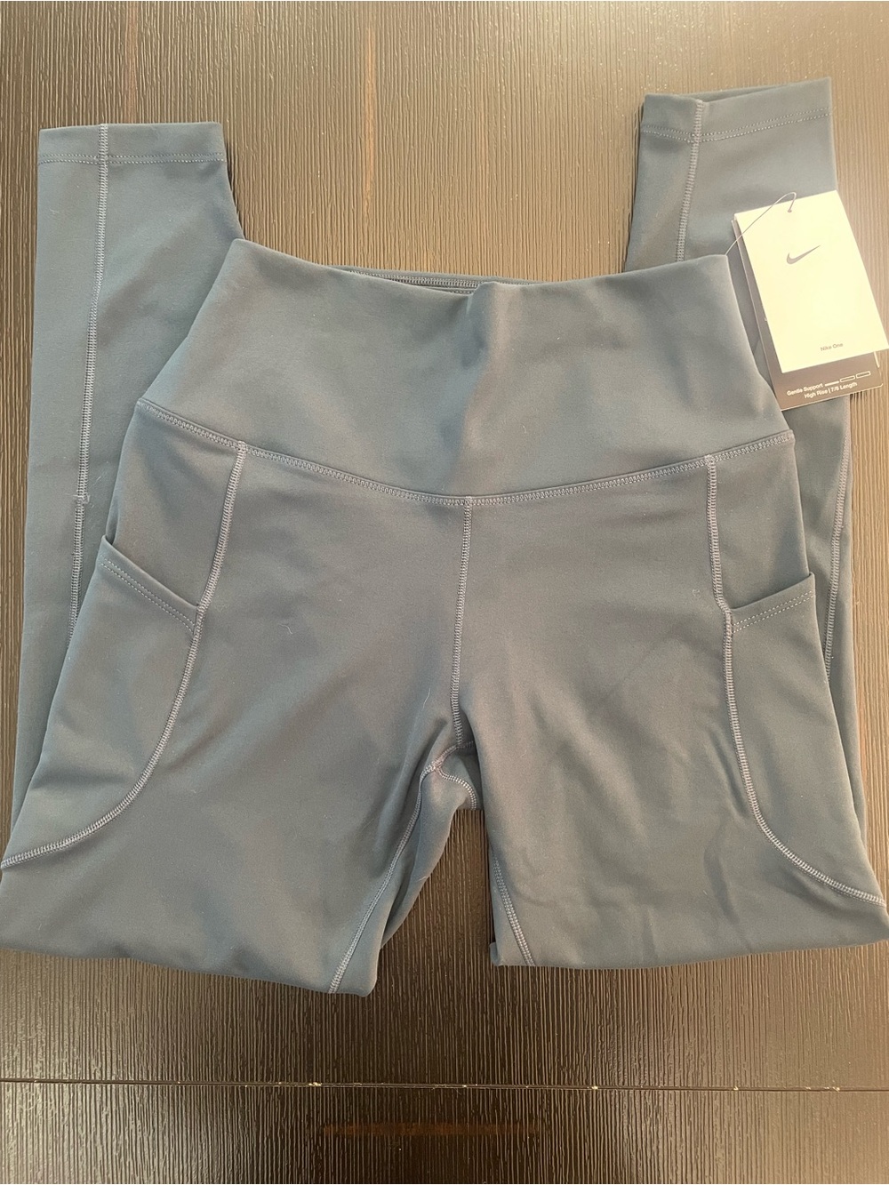 Nike One Dri-Fit Gentle Support High-Rise Teal 7/8 Training Leggings Sz Med NWT - Picture 2 of 7